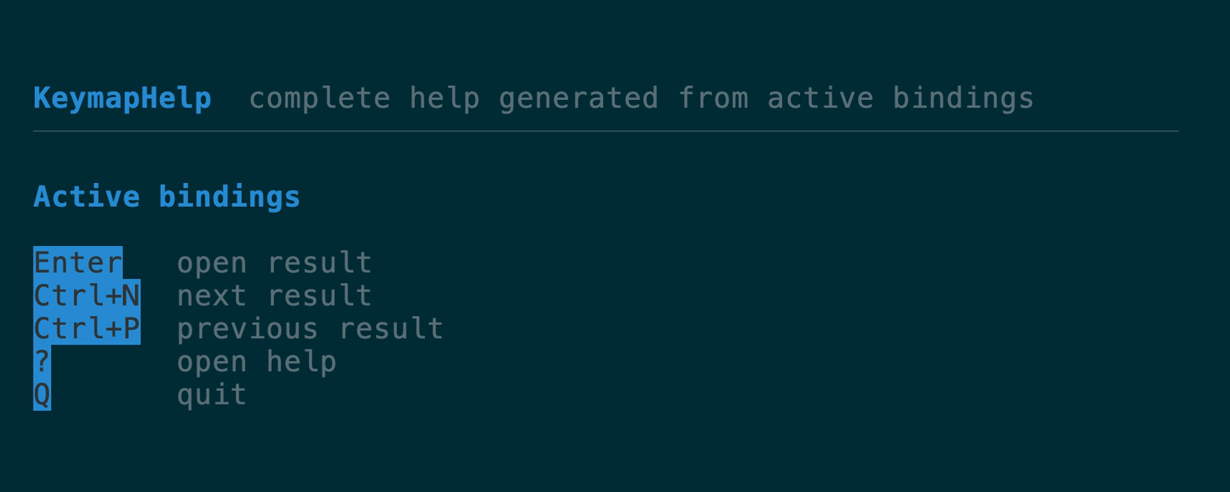 Keymap help