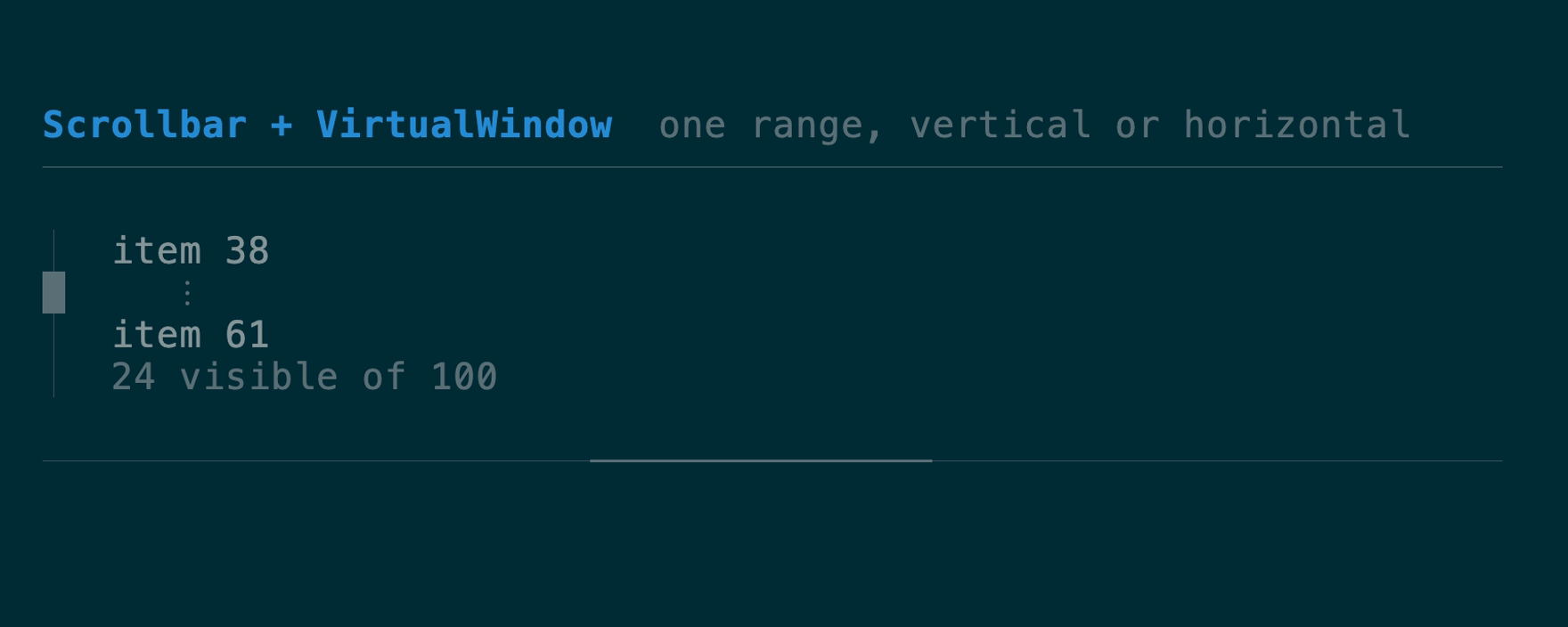 Vertical and horizontal scrollbars representing the same virtual collection window