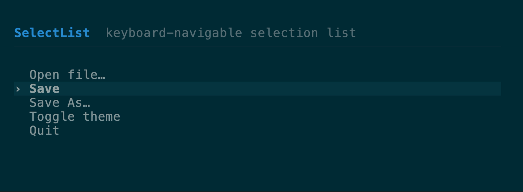 SelectList demo